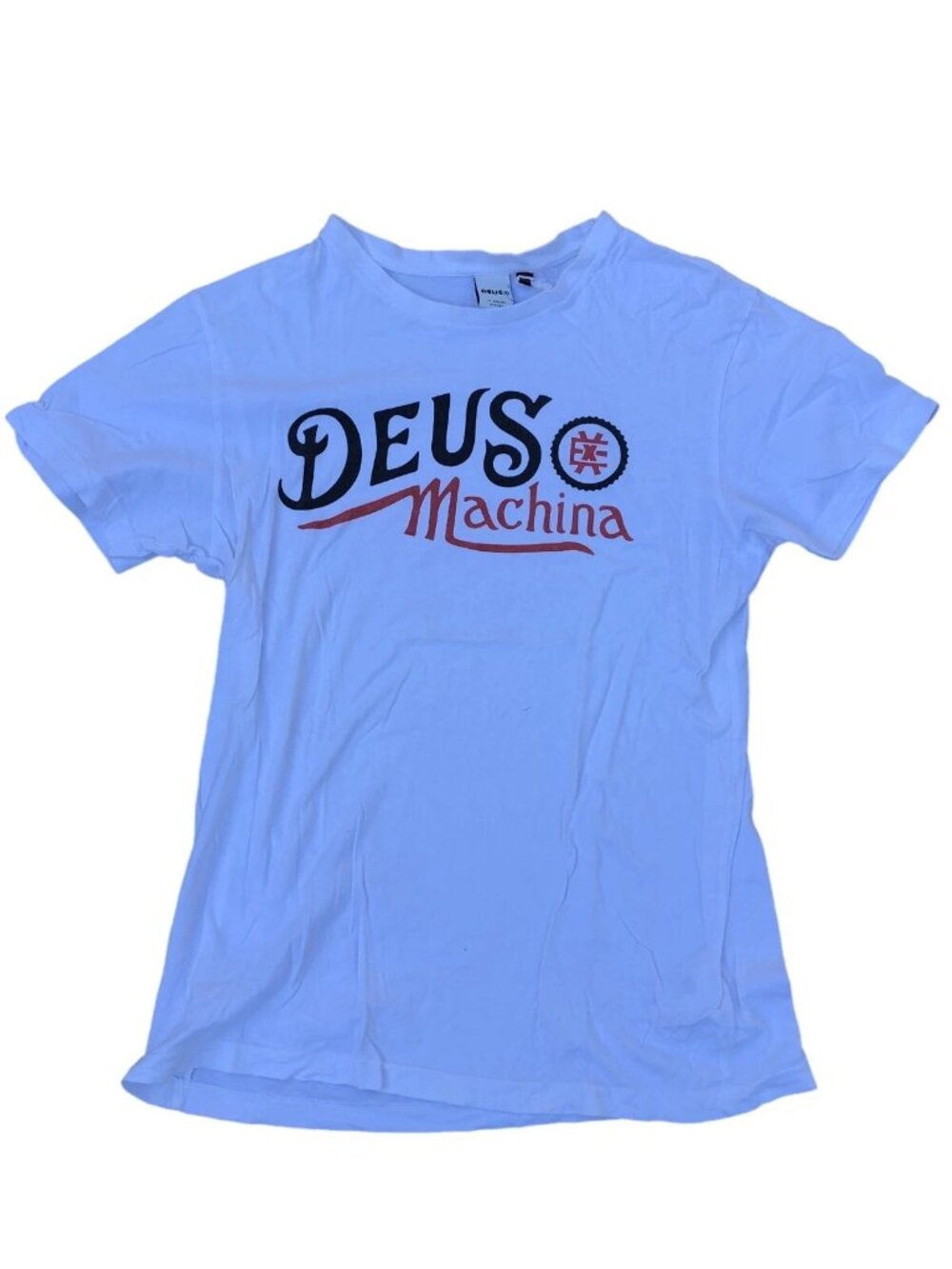 DEUS EX MACHINA Moto T Shirt Men's MEDIUM White Crew Neck Short Sleeve Cotton